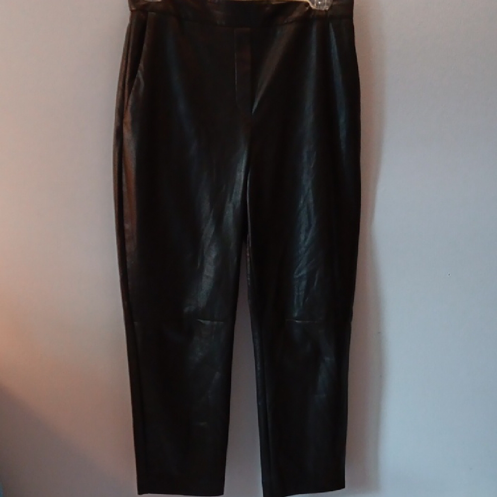Babaton Black Vegan Leather Cropped Trousers
